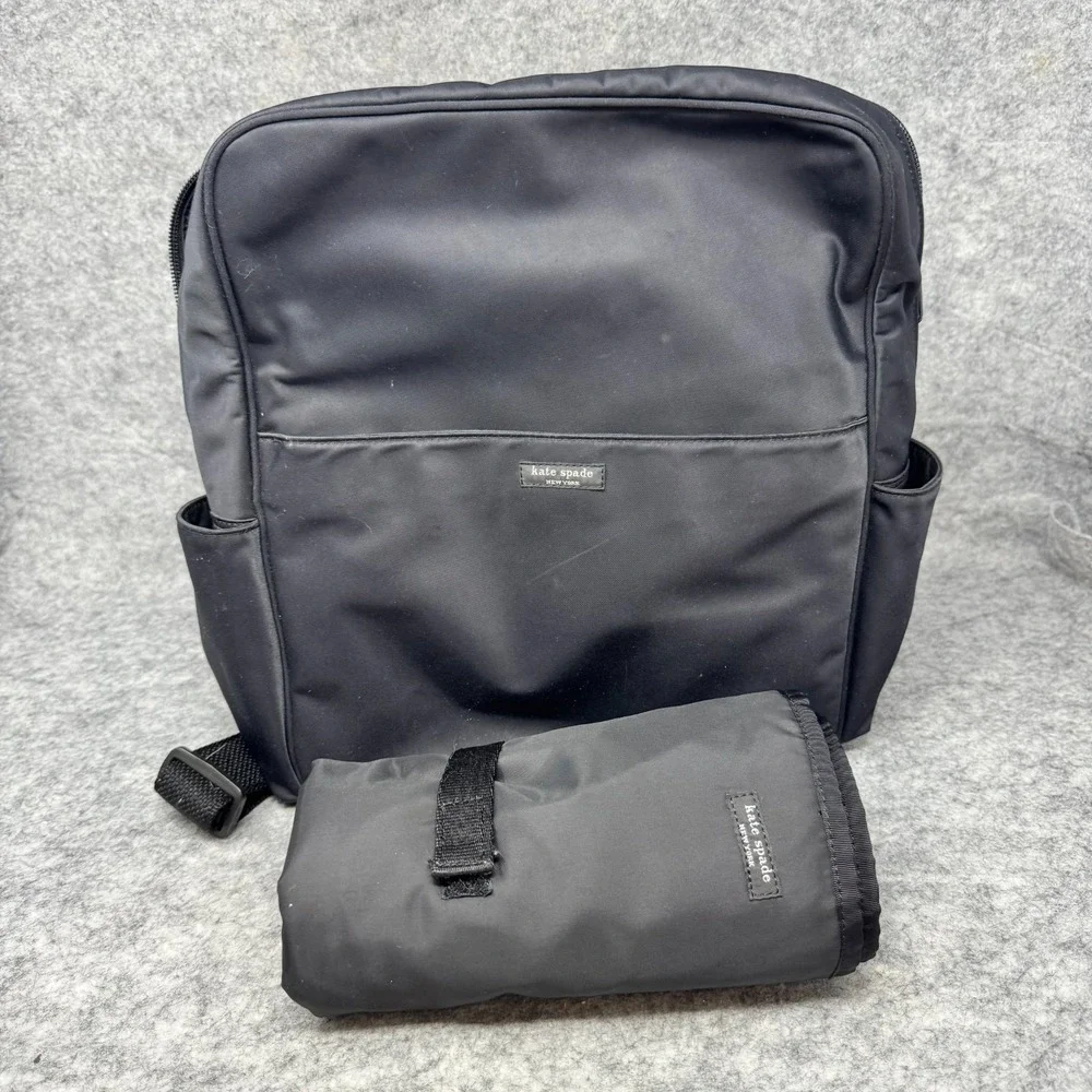 Kate Spade NY Nylon Diaperbag Backpack Large Bag Carryon Changingpad Black